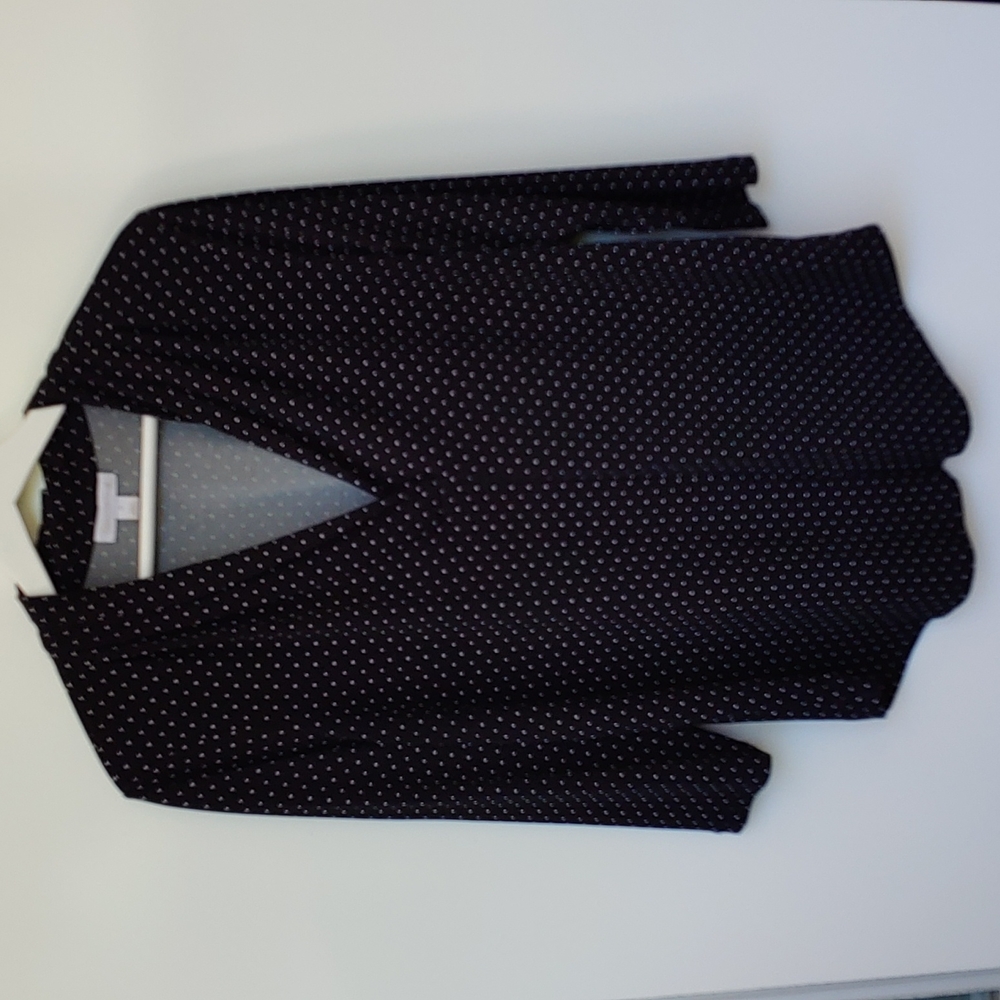 Charter Club Size M V-neck black with white polka dot blouse